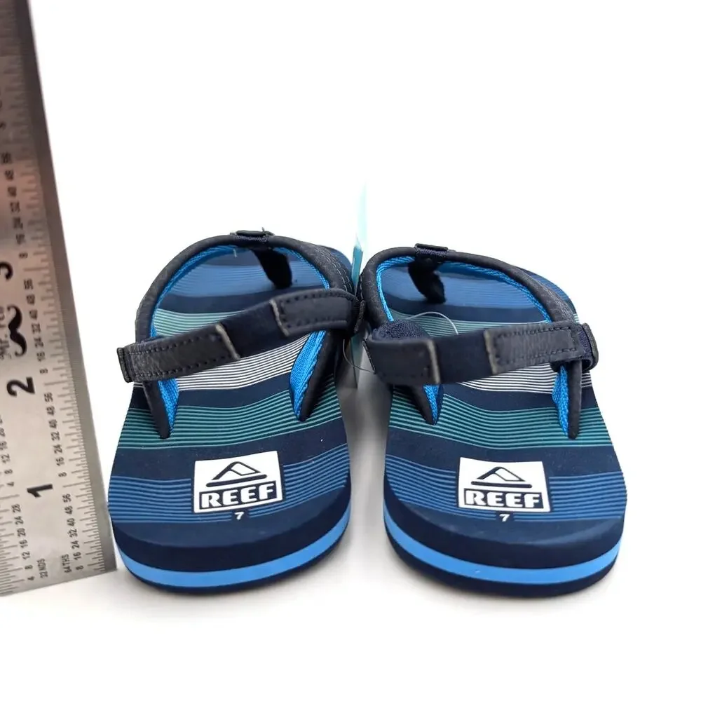 Reef Little Ahi Flip Flops Sandals Kids' Deep Sea Stripes Size US7 EU23